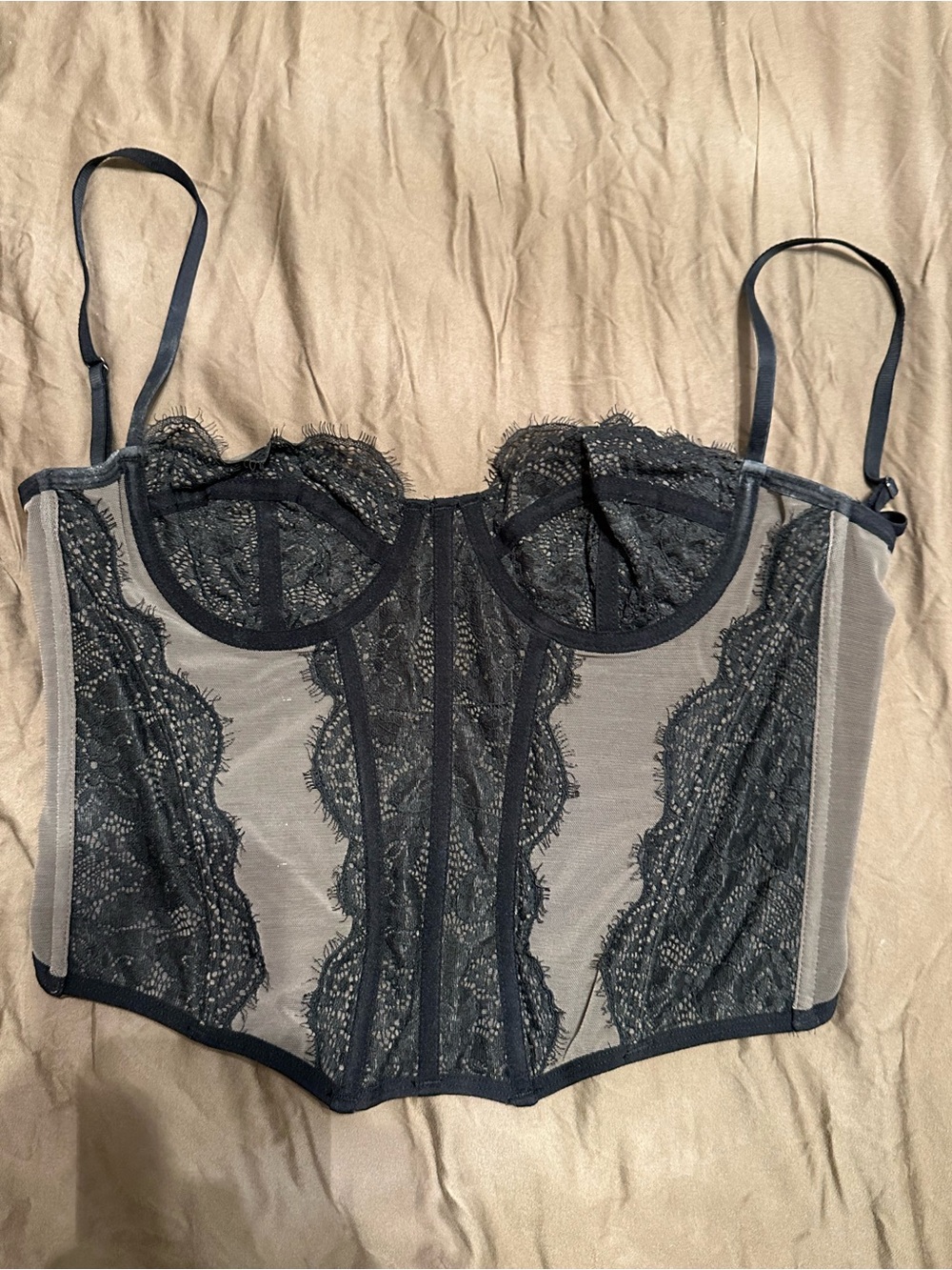 Urban Outfitters OUT FROM UNDER Black Lace Longline Bustier